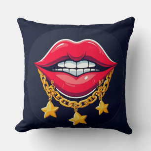 🌸 Glänzende Lippen Glamour Kette Chic Einrichtung Kissen