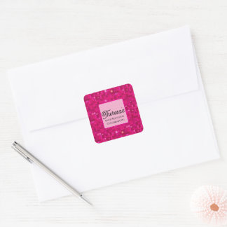 Glänzende Paillette Rosa Quadratischer Aufkleber