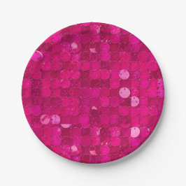 Glänzende Pailletten in Rosa Pappteller