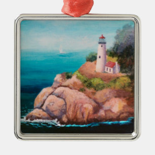 Glänzende Punkt-Leuchtturm-Verzierung Silbernes Ornament