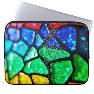 Glänzende Regenbogen-Glas-Mosaik-Kunst Laptopschutzhülle