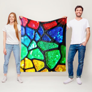 Glänzende Regenbogen-Glasmosaik-Kunst Fleecedecke