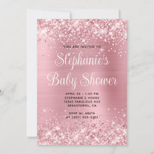 Glänzende rosa Folie Online-Registry Baby Shower Einladung
