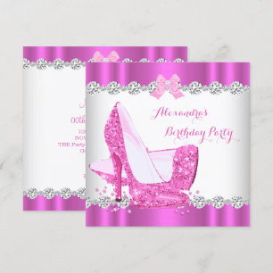 Glänzende Rosa Glamour High Heels Geburtstagsfeier Einladung