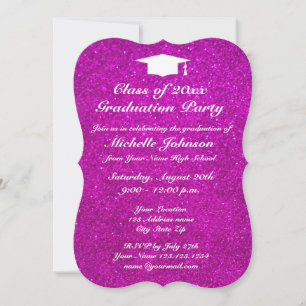 Glänzende rosa Glitter-Abschluss-Party Einladungen