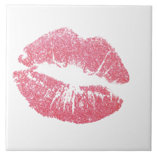 Glänzende rosa Lippen Fliese