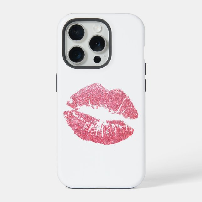 Glänzende rosa Lippen iPhone 15 Pro Hülle (Rückseite)