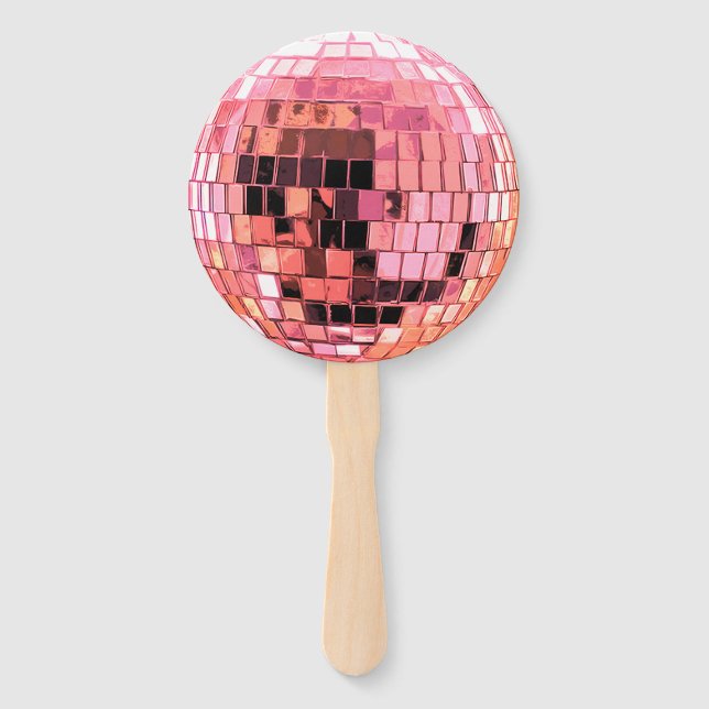 Glänzende rosa Metallic-Diskokugel Fächer (Vorderseite)