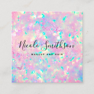 glänzende rosa Opal Quadrat Geschäftskarte Quadratische Visitenkarte
