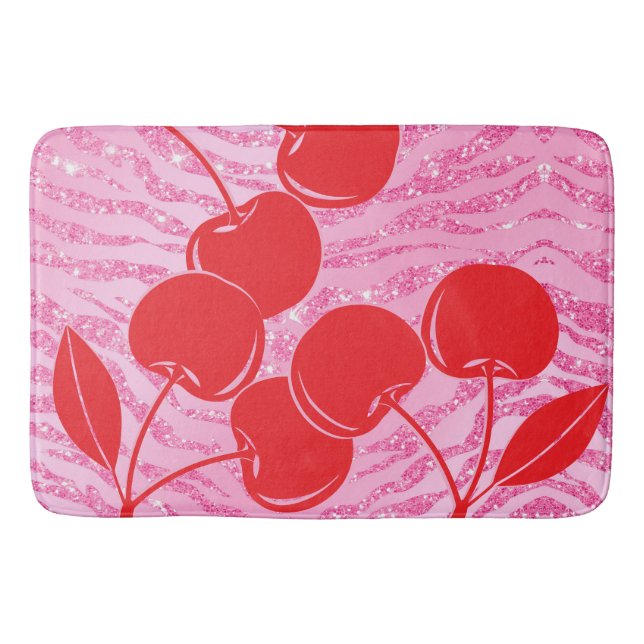 Glänzende rosa rote Zebro Cherry Badematte (Vorderseite)