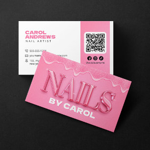 Glänzende Rosa Tropfen Nageltechnikerin Nageldesig Visitenkarte