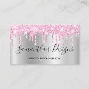 Glänzende Rosa Tropfen Silber Ombre Online-Shop Visitenkarte