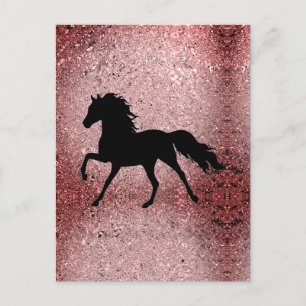 Glänzende Rose-Gold-Pferd-Mappe Postkarte