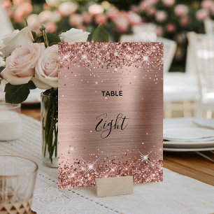 Glänzende Roségold-Folie Hochzeit Tischnummer