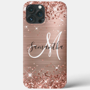 Glänzende Roségold-Folie Schwarz-Weiß-Monogramm Case-Mate iPhone Hülle