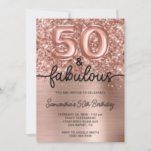 Glänzende Roségold Glamour 50 und Fabelhaft Einladung