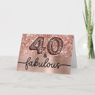 Glänzende Roségold-Leoparden-Glamour 40 und Fabelh Karte