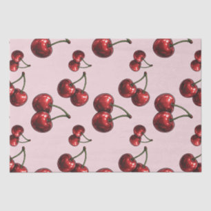 Glänzende Rote Kirschen Rosa Retro Glamour Party Seidenpapier