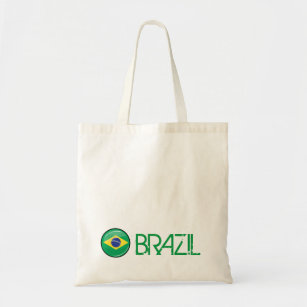 Glänzende runde brasilianische Flagge Tragetasche
