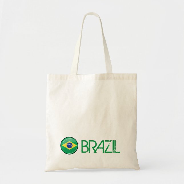 Glänzende runde brasilianische Flagge Tragetasche (Vorne)