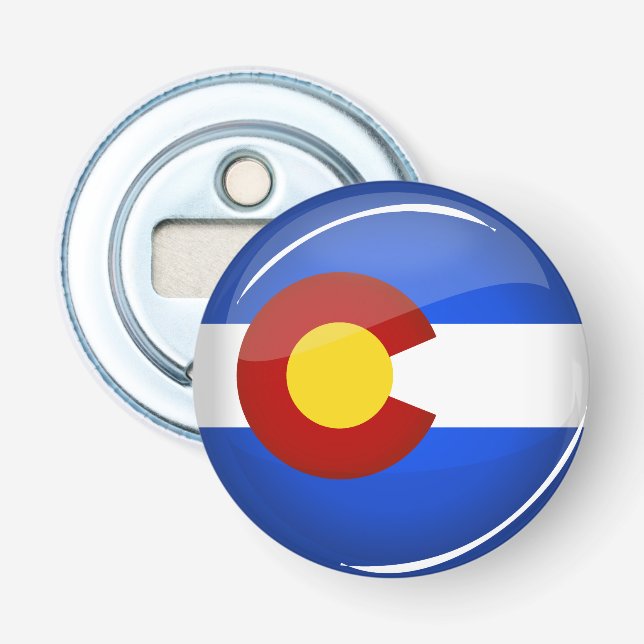 Glänzende runde Colorado-Flagge Flaschenöffner (Vorderseite)