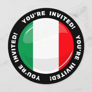Glänzende runde italienische Flagge Einladung