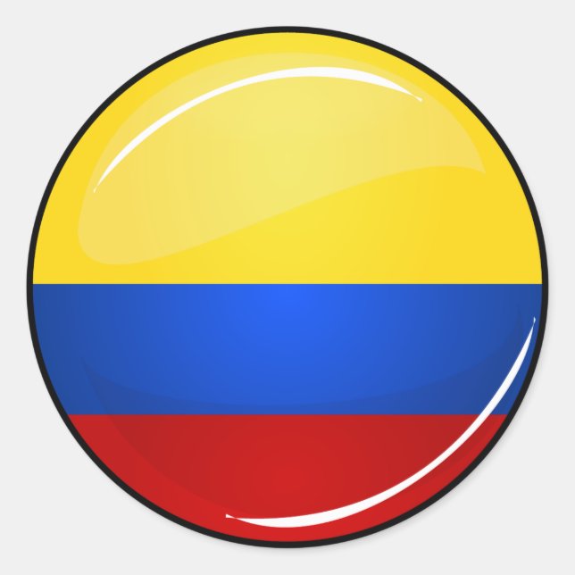 glänzende runde kolumbianische Flagge Runder Aufkleber (Vorderseite)