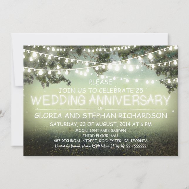 Glanzende Saitenlichter Hochzeitstag INVITE Einladung (Vorderseite)