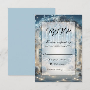 Glänzende Schneewaldhochzeit RSVP Karte
