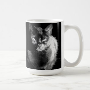 Glänzende schwarze Katze Kaffeetasse