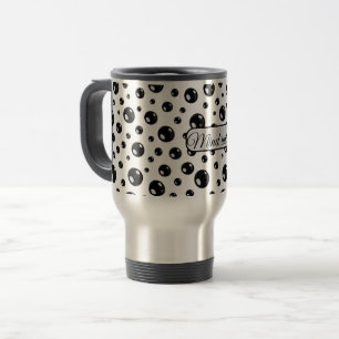 Glänzende schwarze Punkte-Tasse – Modernes minimal Reisebecher