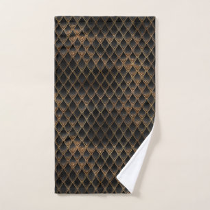 Glänzende schwarze und goldene Glitter-Drachenschu Handtuch
