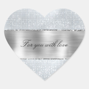 Glänzende Silber-Sparkle-Hochzeit Herz-Aufkleber