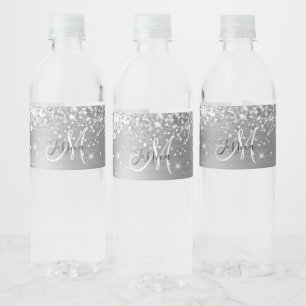 Glänzende Silberfolie Schwarz-Weiß-Monogramm