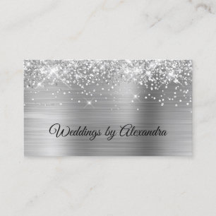 Glänzende silberne Glitter-Silber-Satin-Ombre-Foli Visitenkarte