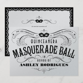 Glänzende silberne Quinceanera Einladung