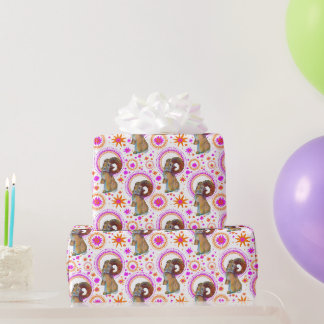glänzende Sonne in Orange und Rosa Geschenkpapier