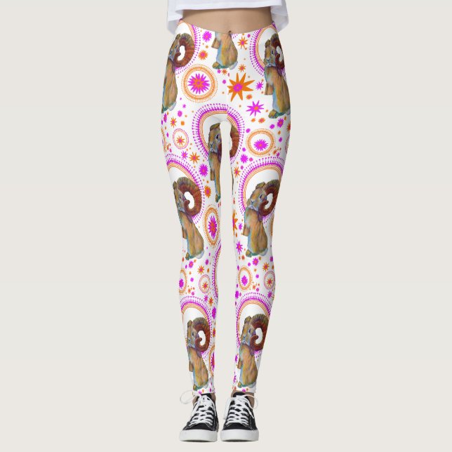 glänzende Sonne in Orange und Rosa Leggings (Vorderseite)