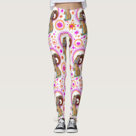 glänzende Sonne in Orange und Rosa Leggings