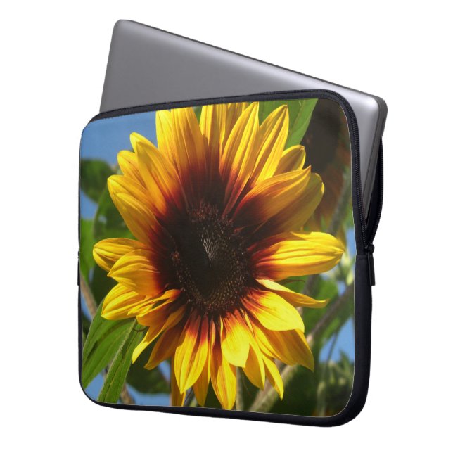 Glänzende Sonnenblume-Laptop-Hülse Laptopschutzhülle (Vorderseite Links)