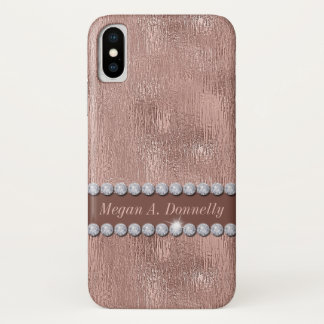 Glänzende strukturierte Rosen-Goldfolie und Case-Mate iPhone Hülle