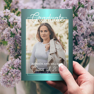 Glänzende Teal Blau Grün Abschlussankündigung Postkarte