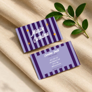 Glänzende trendige violette gestreifte Visitenkart Visitenkarte