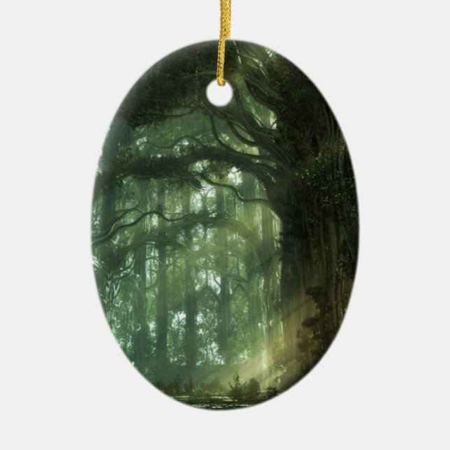 Glänzende Waldverzierung Keramik Ornament (Vorne)