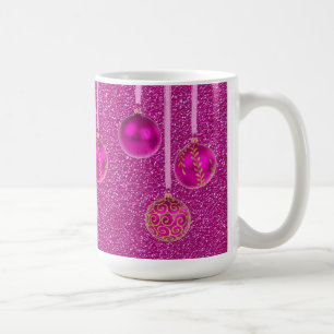 Glänzende Weihnachtsbaumkugeln in heißem Pink - We Kaffeetasse