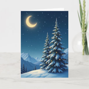 Glänzende Weihnachtsnachtkarte mit Schnee Karte