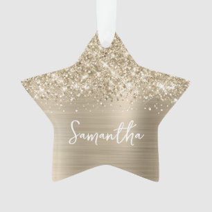 Glänzender Blassgold Glamour Name Stern Ornament