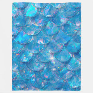 Glänzender blauer Meerjungfrau-Print Fleecedecke