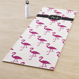 Glänzender Flamingo Rosa Glitter funkelt Monogramm Yogamatte