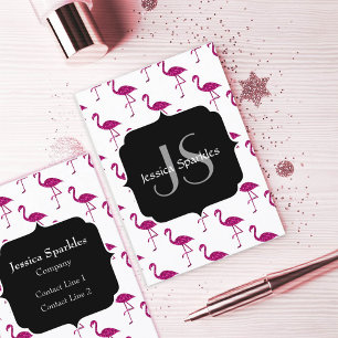 Glänzender Flamingo Rosa Glitter-Muster Monogramm Visitenkarte